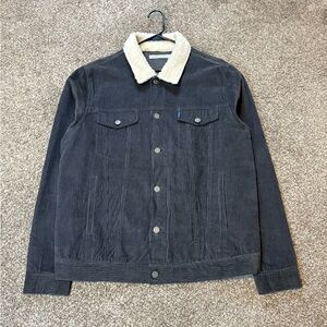 Criquet Corduroy Shirt Jacket XL Gray Shacket Trucker Sherpa Fleece Collar